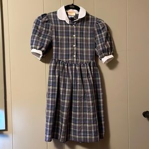 Vtg Cotton Plaid Girls Dress Sz 7
